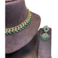 Green - Small Size Antique Gold Finish Necklace Set - AE2502 A 0525 - Prachy Creations