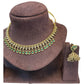Green - Small Size Antique Gold Finish Necklace Set - AE2506 C 0525 - Prachy Creations