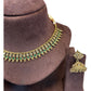 Green - Small Size Antique Gold Finish Necklace Set - AE2507 C 0525 - Prachy Creations