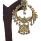 Grey - Antique Gold Finish Traditional Indian Earrings - NIR785 Ap 0523 - Prachy Creations