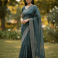Grey - Classic Saree with Stone Work Border and Blouse Piece - UK stock - 24hr Dispatch - RS2538 VP - Prachy Creations