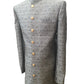 Grey - Classic Self Brocade Sherwani with Gold Buttons - BS786 JP 0823 - Prachy Creations