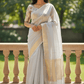 Grey - Fancy Cotton Silky Saree with Brocade Blouse Piece - UK Stock - 2/3 days Delivery 12KP25 RT411005 - Prachy Creations