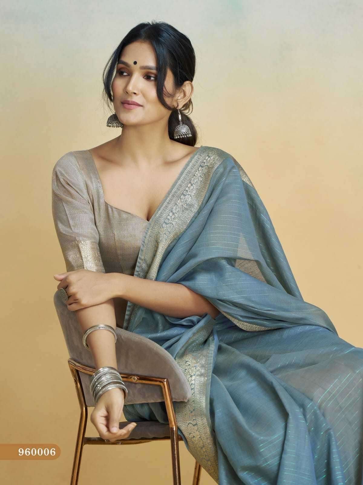 Grey - Handloom -Cotton Silky Banarasi Saree with Blouse Piece - SHISLI960006 10KT25 - Prachy Creations