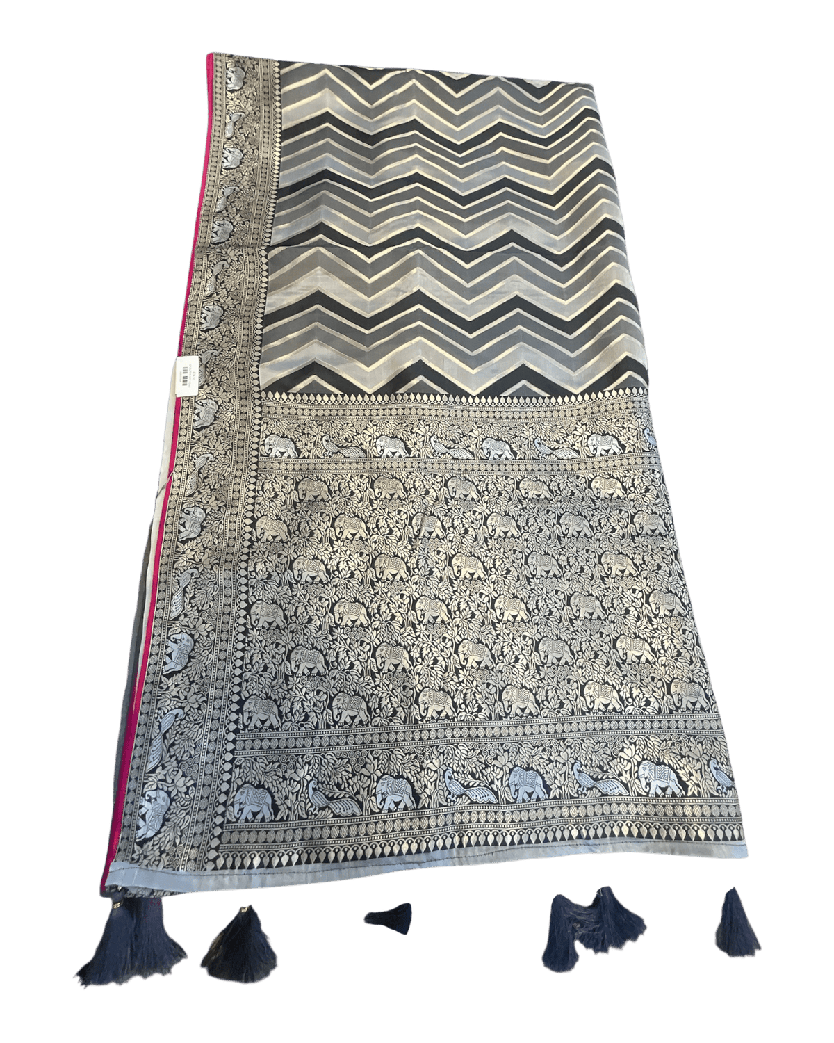 Grey - Traditional Handloom Saree with Blouse Piece - UK stock - 24hr Dispatch - SP2629 VJ - Prachy Creations