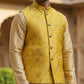 Haldi Yellow - Rich Brocade - Mens Traditional Waistcoat - UK Stock - VNS-JKT01 10KK25 - Prachy Creations