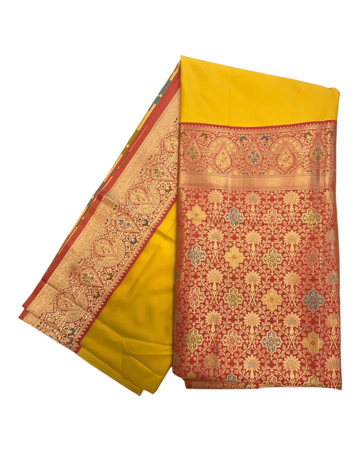 Haldi Yellow - Traditional Silky Handloom Banarasi Saree with Blouse Piece - 12KH25 RP392 - Prachy Creations