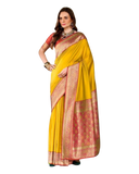 Haldi Yellow - Traditional Silky Handloom Banarasi Saree with Blouse Piece - 12KH25 RP392 - Prachy Creations