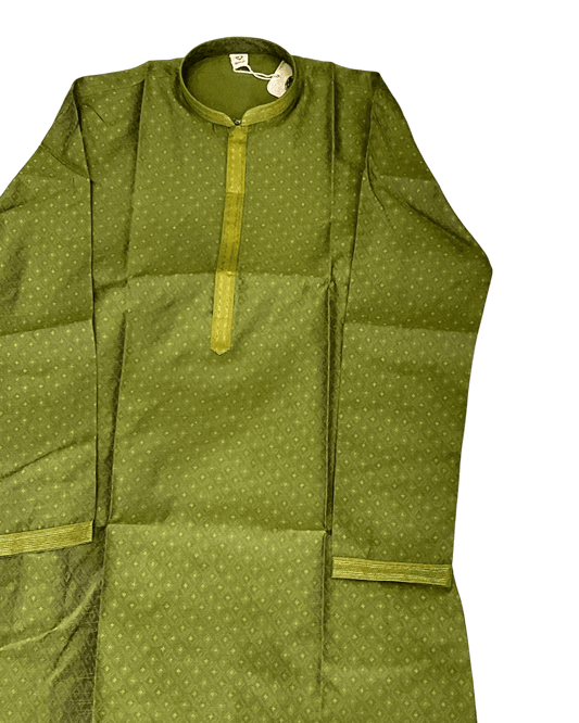 Henna Green - Handloom Woven Mens Indian Kurta set with Trousers - UK Stock - Weddings / Walimas , Sangeet, Diwali, Eid, Mehndi / Henna - EM11093 05KP26 - Prachy Creations