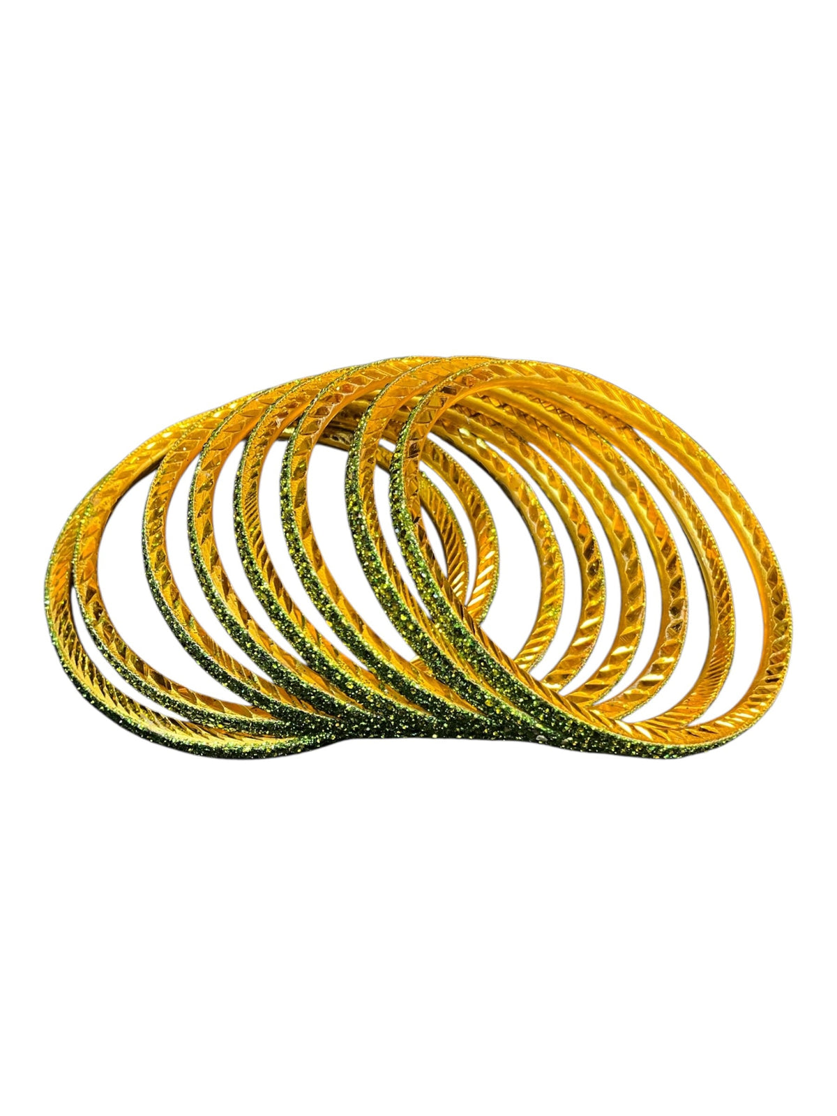 Henna / Mehndi Green - Set of 8 Stone Bangles - M to XXL - HAN2601 07Ka26 - Prachy Creations