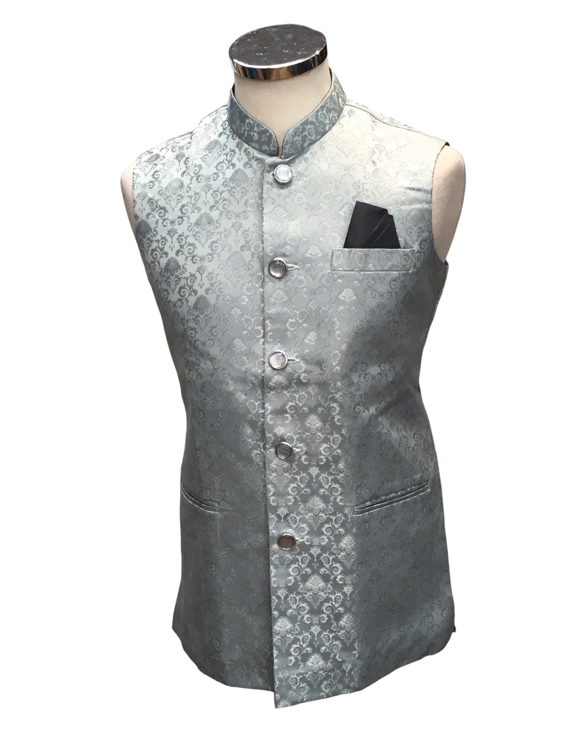 Ice / Light Blue - Rich Suiting Material Mens Indian Waistcoat - Amazing Fit - Great Quality - YD2417 KC 0824 - Prachy Creations