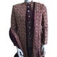Wine / Maroon - Double Jacket Full Embroidery Sherwani with Trousers -  SHU2305 CP 0523