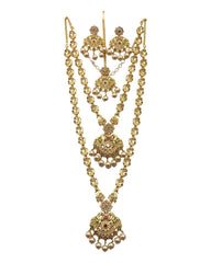 Multi - Gold Finish Double Necklace set - Bollywood - Weddings - MSK35 VT 0523