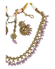 Lilac - Antique Gold Finish Choker Necklace set - Bollywood - Weddings - HB965 H 0523