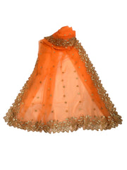 Ladies Net Dupatta / Scarf with Gold Embroidered Border - Mix N Match -  ASM2301 Pp0723