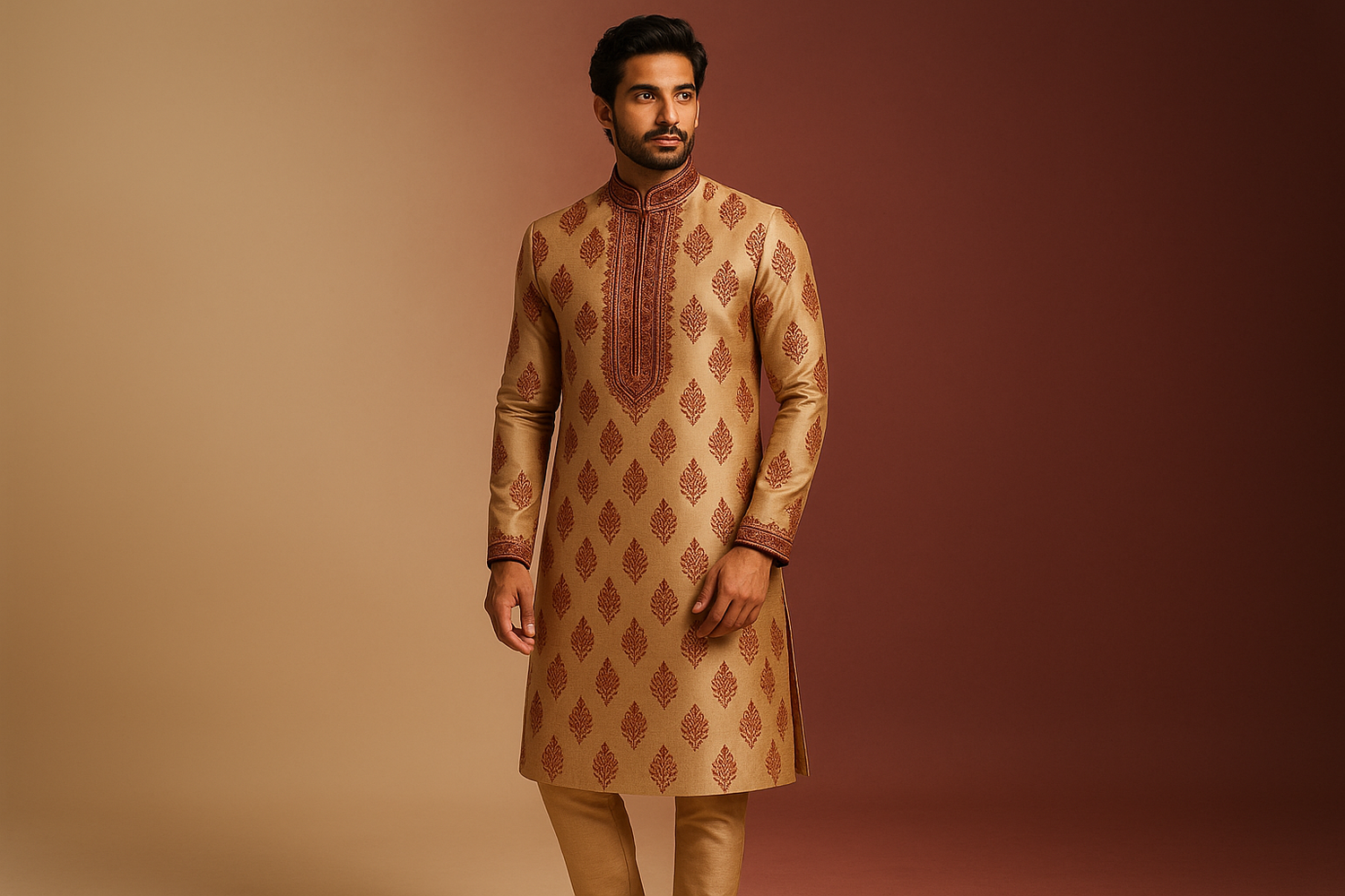 Mens Kurta sets with draw stringed pyjama trousers