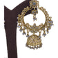 Grey - Antique Gold Finish Traditional Indian Earrings - NIR785 Ap 0523