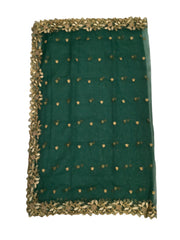 Ladies Net Dupatta / Scarf with Gold Embroidered Border - Mix N Match -  ASM2301 Pp0723