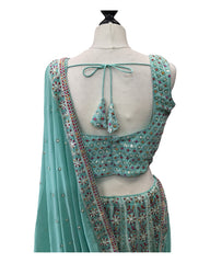 Sea Green - Chiffon Lucknow Lehenga Set - UK Stock - 24h Dispatch - AF2326 TP 0523