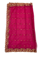 Ladies Net Dupatta / Scarf with Gold Embroidered Border - Mix N Match -  ASM2301 Pp0723