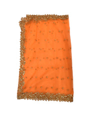 Ladies Net Dupatta / Scarf with Gold Embroidered Border - Mix N Match -  ASM2301 Pp0723