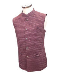 Dusty Pink - Fully Self Embroidered Mens Waistcoat - Bollywood - YD2317 KR 0623