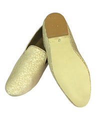 Very Comfortable Gold Brocade Loafer Style Mojri - Indian Mens shoes - Mojari , Khossay -  YD2305