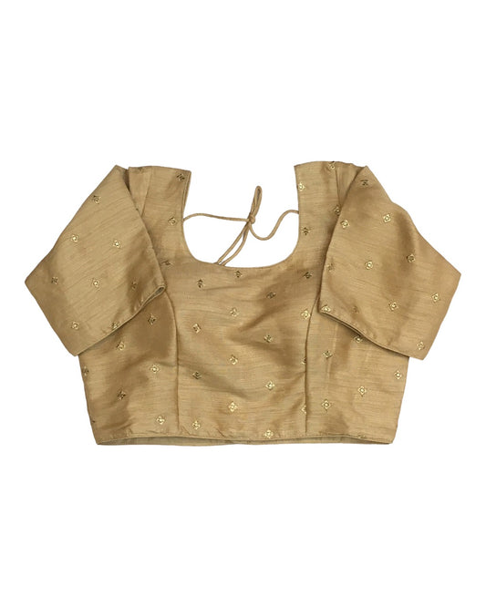 Gold - Embroidered Dupion Silk Saree blouse - size 32"-50" - S, M, L, XL, XXL, XXXL and XXXXL - AF2328 A 0623