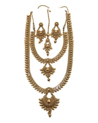 Dark Gold - Antique Gold Finish Choker and Long Necklace set - Bollywood - Weddings - AE2305 KP 0523