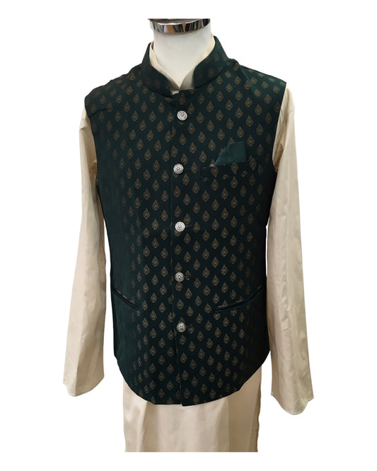 Suiting Material Bottle Green Mens Bollywood Waistcoat YD1924 KA 0523