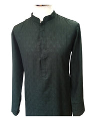 Bottle Green - Silky Self Woven Men's Churidar Kurta Set  -  YD2312 KJ 0623