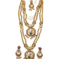 Multi - Gold Finish Double Necklace set - Bollywood - Weddings - MSK12 VC 0523