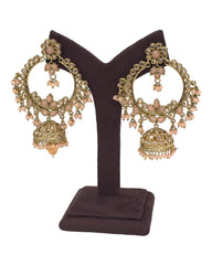 Peach - Antique Gold Finish Traditional Indian Earrings - NIR785 Ap 0523