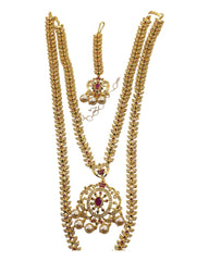 Multi - Gold Finish Double Necklace set - Bollywood - Weddings - MSK41 KH 0523