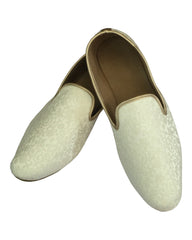Very comfortable Cream Brocade Loafer Style Indian Mens shoes - Mojari, Khossay -  YD2305