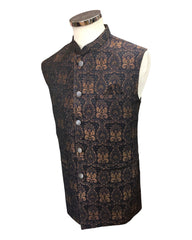 Navy Blue - Rich Banarasi Brocade Mens Waistcoat - Bollywood - YD2318 KR 0623