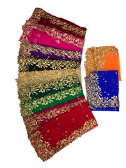 Ladies Net Dupatta / Scarf with Gold Embroidered Border - Mix N Match -  ASM2301 Pp0723