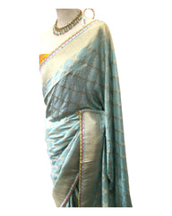 Sky Blue - Banarasi Handloom Saree with Blouse piece  - SA173 TH -0523