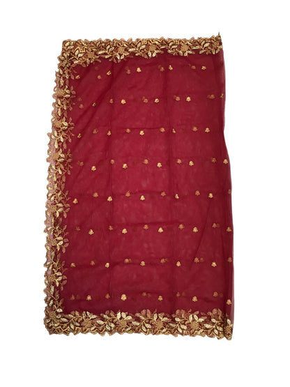 Ladies Net Dupatta / Scarf with Gold Embroidered Border - Mix N Match -  ASM2301 Pp0723