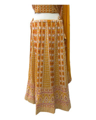 Mustard Yellow Chiffon Lucknow Lehenga Set - UK Stock - 24h Dispatch - AF2326 TP 0523