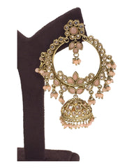 Peach - Antique Gold Finish Traditional Indian Earrings - NIR785 Ap 0523