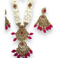 Magenta - Antique Gold Finish Choker Necklace set - Bollywood - Weddings - JIG475 VY 0523