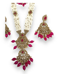 Magenta - Antique Gold Finish Choker Necklace set - Bollywood - Weddings - JIG475 VY 0523