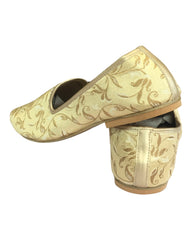 Very comfortable Gold Brocade Loafer style Mojri - Indian Mens shoes - Mojari, Khossay -  YD2208 H