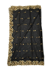 Ladies Net Dupatta / Scarf with Gold Embroidered Border - Mix N Match -  ASM2301 Pp0723