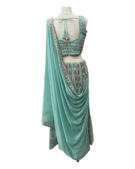 Sea Green - Chiffon Lucknow Lehenga Set - UK Stock - 24h Dispatch - AF2326 TP 0523