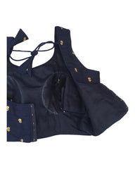Navy Blue - Dupion Silk Saree / Lehenga blouse - With Cups - Margin to loosen - UK Stock - AF2337 A 0623