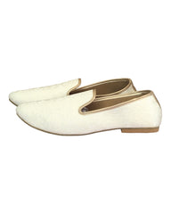 Very comfortable Cream Brocade Loafer Style Indian Mens shoes - Mojari, Khossay -  YD2305