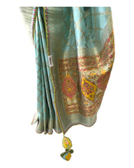 Sky Blue - Banarasi Handloom Saree with Blouse piece  - SA173 TH -0523