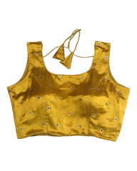 Yellow - Silky Saree / Lehenga blouse - With Cups - Margin to loosen - UK Stock - AF2333 H 0623